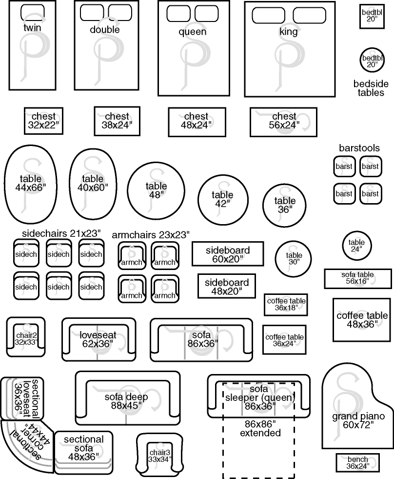 Printable 1/4 Scale Furniture Template Pdf Arts and Crafts Movement