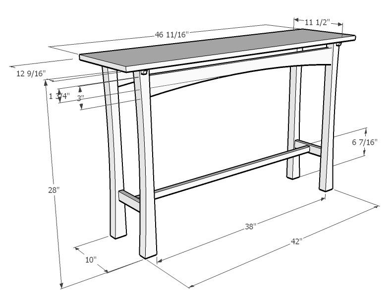Drawing of a Sofa Table