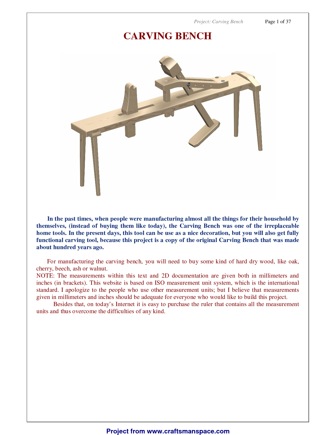 Wood Carving Bench Plans