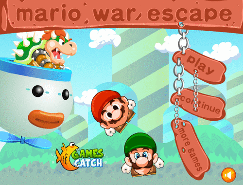 クッパの炎からマリオを守るパズル「Mario War Escape」