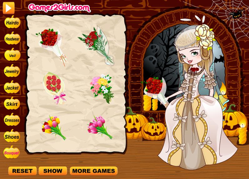 魔女の花嫁の着せ替えゲーム「Halloween Bride」