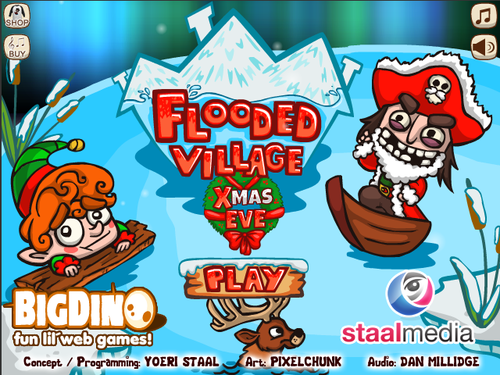 バイキングのパズルゲーム「Flooded Village Xmas Eve」