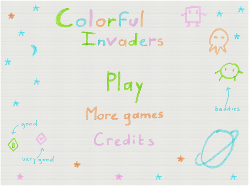 パステル調のインベーダーゲーム　Colorful Invaders !