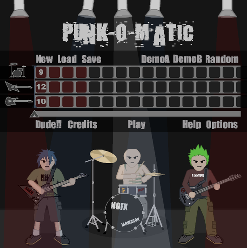 ベースとギター、ドラムで作る作曲ゲーム　Punk-o-matic