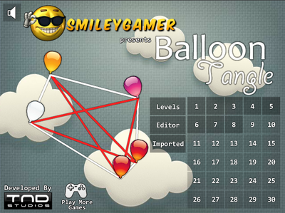 絡まった風船の紐をほどくパズルゲーム　Balloon Tangle