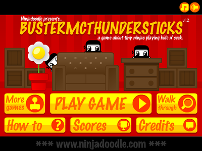 隠れた33人の忍者を探すパズルゲーム　Bustermcthundersticks