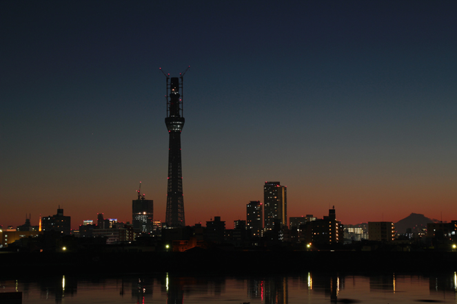 スカイツリーと東京タワーと富士山
