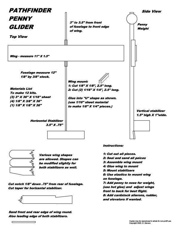 Glider Balsa Wood Plans - Blueprints PDF DIY Download How 